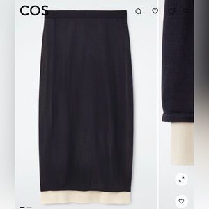 COS Black Pencil Skirt with Cream Hem Panel